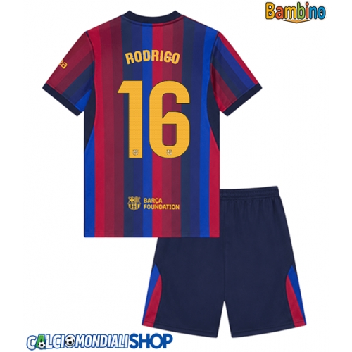 Maglie da calcio Barcelona Rodri Hernandez #16 Prima Maglia Bambino 2026-27 Manica Corta + Pantaloni corti)